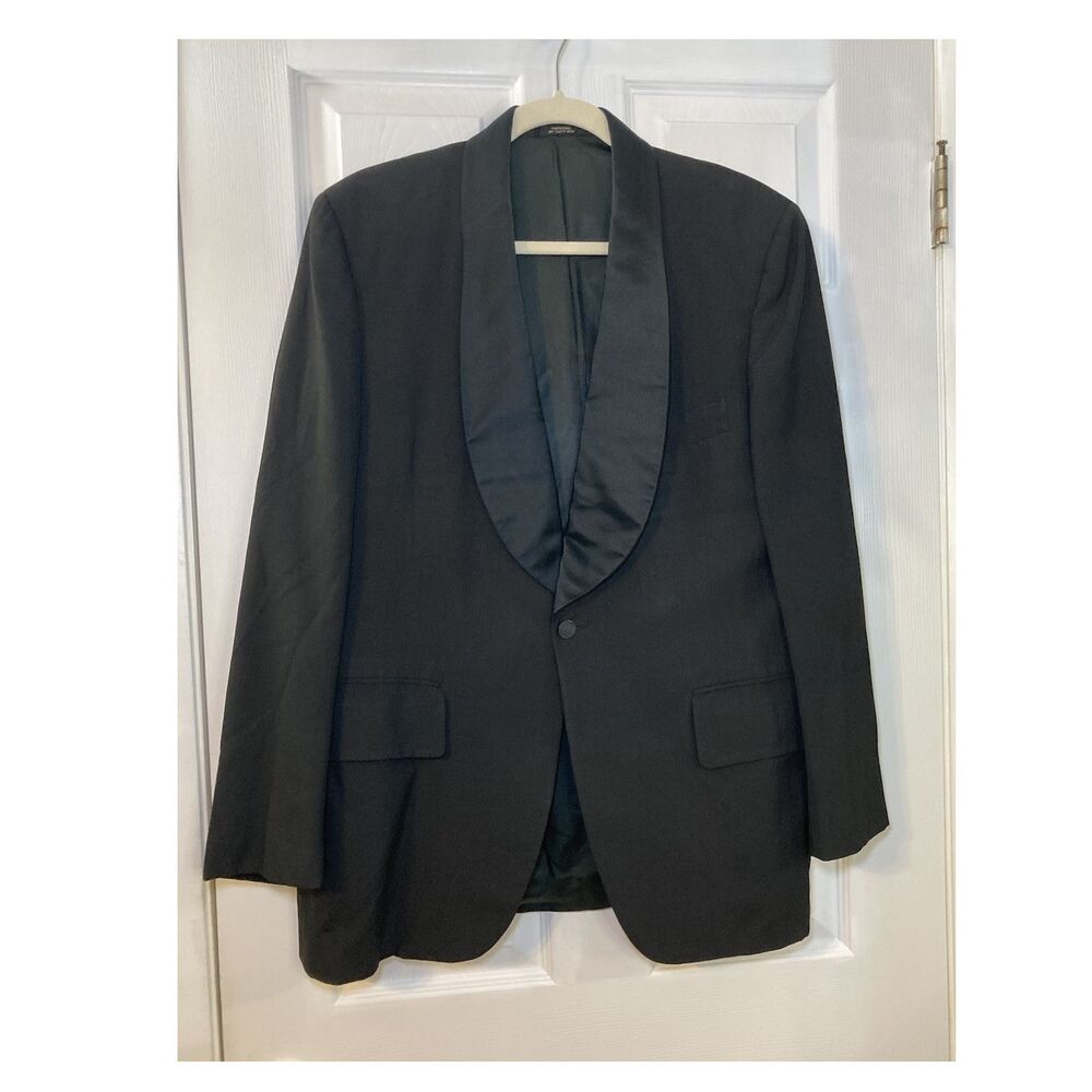 Vintage Chipp New York Black Bespoke One Button Tuxedo Jacket Size 42